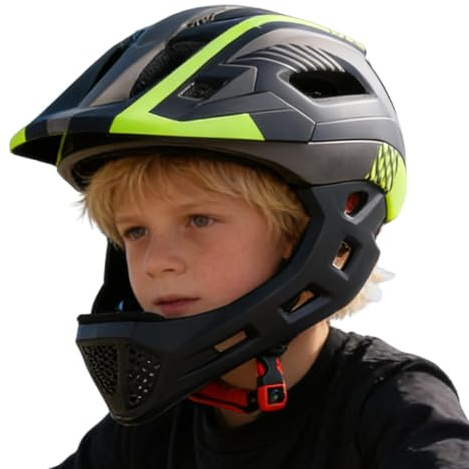 Integralhjälm för barn – ridskyddstillbehör, slagtåligt multisportskydd, avtagbar hakbygel | säkerhetsutrustning och flickor, nybörjare, skateboard, cykel, utomhuslek, trail-Pa
