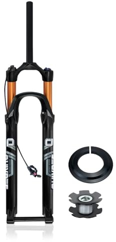 LHHL Horquilla De Suspensión Bicicleta De Montaña 27.5/29'' Boost MTB Horquilla De Aire Recorrido 120mm Ajuste De Rebote 15x110mm Eje Pasante Horquilla Delantera(Gold Straight,29'')