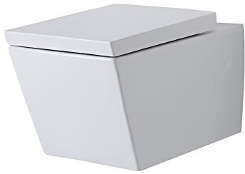 Milano Dalton Modern White Ceramic Wall Hung Toilet WC Soft Close Seat