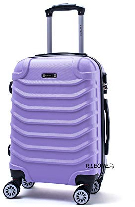 R.Leone Valigia da 1 pezzo Fino a Set 4 Trolley Rigido grande, medio, bagaglio a mano e beauty case 8 ruote in ABS 2026 (Lilla, S Bagaglio a mano)