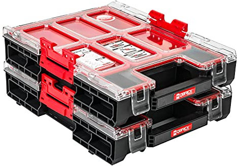 Lot de 2 boîtes de rangement avec compartiments amovibles – 12 cubes extensibles – Organiseur pour petits objets avec couvercle