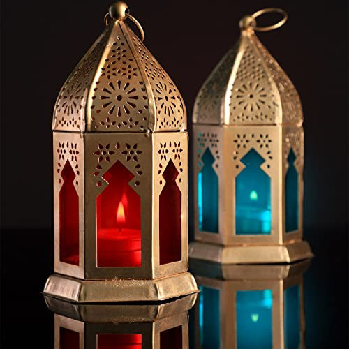 MARRAKESCH 2er Set Orientalische Laterne Geda 16cm Windlichter Laternen für draußen als Balkon deko oder innen als Fensterbank Dekoration