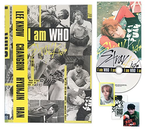 STRAY KIDS - 2nd Mini Album [I am WHO] (I AM Ver.) Photobook + CD-R + Self-Portrait QR Photocard + Selfie QR Photocard + Behind QR Photocard + Lyrics Poster + 2 Pin Button Badges