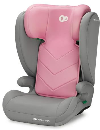 Kinderkraft I-SPARK Silla de coche, i-Size, para bebé, Grupo 2/3 100-150 cm, de 3,5 a 12 años, de 15 a 36 kg, ligera (4,5 kg), cinturón de seguridad de 3 puntos, Protección lateral, Rosa