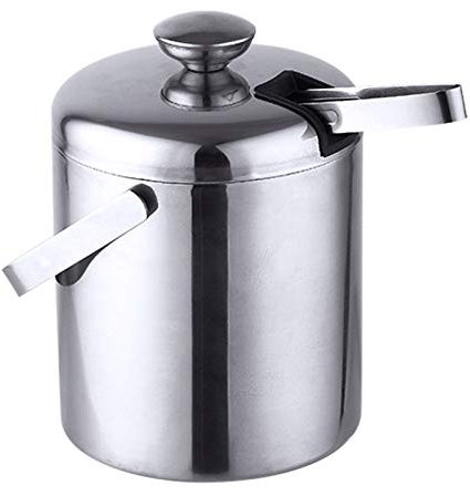 Eiskübel Edelstahl Eiseimer mit Deckel & Zange Doppelschicht Eiskühler Eiswürfelbehälter Eiswürfeleimer Siber Eiswürfelbox für Eiswürfeln Aufbewahrung Barzubehör Kühlen Bier