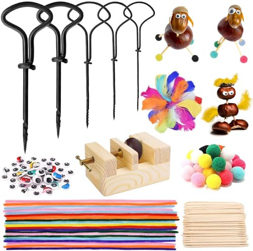 Kastanienbohrer Set, Handbohrer Basteln Kastanienbohrer Kinder, Handbohrer Kastanienbohrer Kastanien Herbstbasteln Kastanienbohrer Kinder Bohrer Kastanien Mit DIY Bastel Herbstdekoration Geschenke