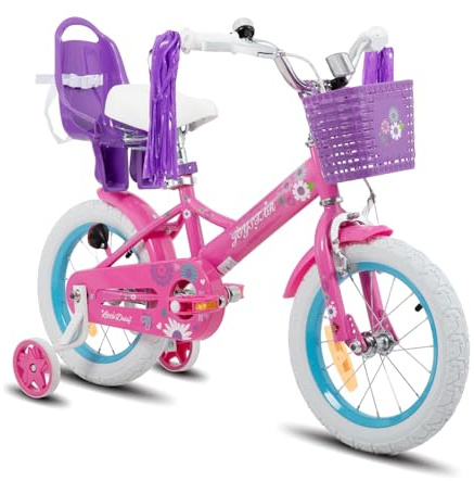 JOYSTAR Little Daisy 12 Pouce vélo pour Filles de 2 à 4 Ans, vélo pour Filles de 12 Pouces avec stabilisateur et Panier, Violet