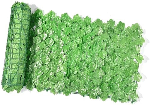 Haie artificielle - 1 x 5 m - Clôture verte pour balcon, terrasse, jardin - Résistant aux intempéries - Protection solaire - Lierre - Plantes artificielles - Vue extérieure - 1 x 10 m