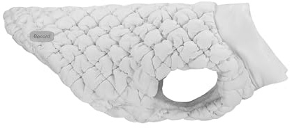 Record - Cloud-Mantel für Hunde mit elegantem Design und geprägter Optik.Loch für die Leine, Klettverschluss für schnelles Anziehen und Gummibänder für die Hinterbeine | Weiß, L