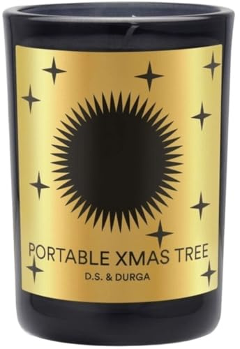 DS & Durga Portable Xmas Tree Scented Candle - Aesthetic Christmas Candle for Home, Pine Needles, Amber & Clove, Soy Wax Blend, Paraben Free, Cruelty Free, 60-Hour Long Lasting Burn - 7oz
