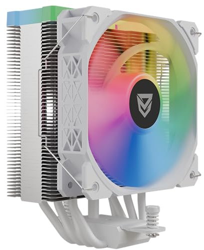 Nfortec Centaurus X2 Disipador por Aire para CPU, 4 Pipes de 120mm, Tecnología Iluminación ARGB, Ventilador con Control PWM, socket INTEL y AMD, Blanco
