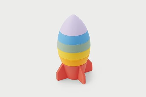 tickit Silisoft Rocket Stacker – 6 Sections empilables en Silicone pour Les compétences motrices Fines de bébé, Exploration sensorielle et Jeu créatif, Arc-en-Ciel