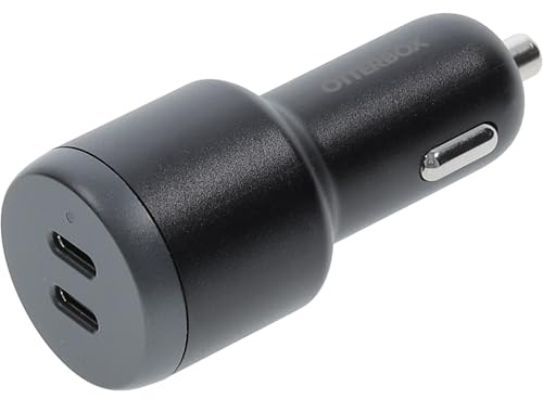 OtterBox Billaddare med dubbla USB-C-portar, 65 W, Svart | Snabbladdare för Smartphone och surfplatta, tålig