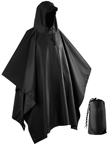 Goldeluxe Poncho de Pluie Ultraléger Imperméable pour Homme et Femme – Veste de Pluie en Taffetas avec Revêtement PU, 8000mm Imperméable, Résistant aux Déchirures, Séchage Rapide, Respirant, Pliable e