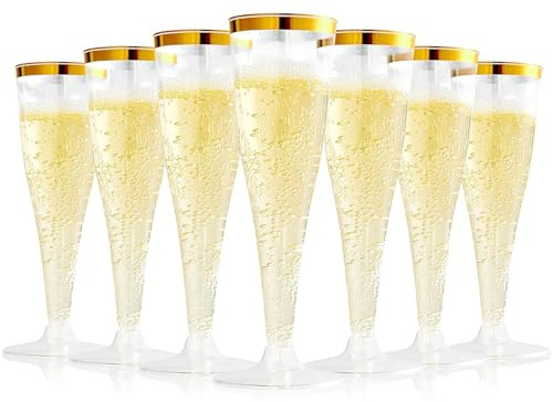CutitiUU 8 copas de champán roscadas de plástico, copas de champán de plástico elegantes de alta calidad, copas de champán reutilizables, copas de cóctel Prosecco para bodas, cumpleaños, Navidad