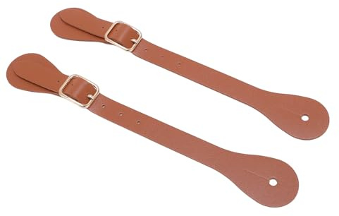 URSXODAWQ Pair of Synthetic Leather Spur Straps, Adjustable Western Cowboy Spur Holder, Rhinestone Embellished 22 cm Long Spur Strap for Equestrian Riding and Rodeo Use with Secure Fit Desig (Brun)