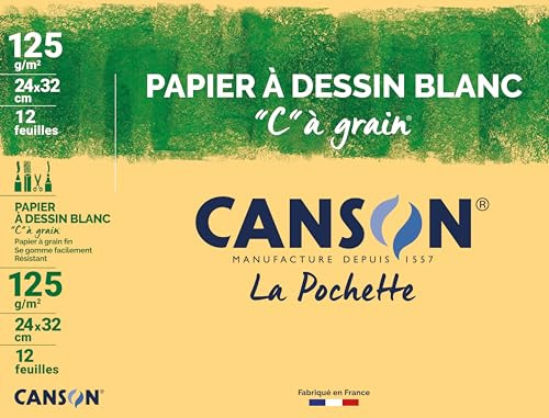 CANSON C mit Körnung – 12 Blatt Zeichenpapier, weiß, A4, 125 g/m²