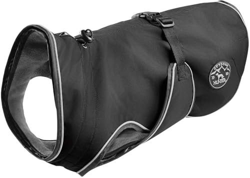 HUNTER Hundemantel UPPSALA 60, Farbe: schwarz, 2in1 Design mit herausknüpfbarem Innenfutter, wasserabweisend, reflektierende Paspeln, geschlossene Bauchseite, optimaler Sitz, Größe: 60