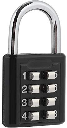 ASHATA 8-Digit Cadenas à Combinaison, Cadenas Antivol à Combinaison 8 Chiffres Serrure Combinée Cadenas Verrou de Mot de Passe pour Sac de Casier, Valise, Boîte à Outils