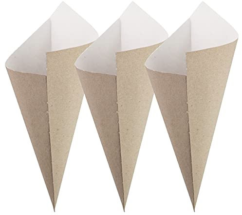 Extiff Confezione da 100 cornette in cartone riciclato con castagne calde o frutta secca o fresca riciclabile al 100% 17x24 cm