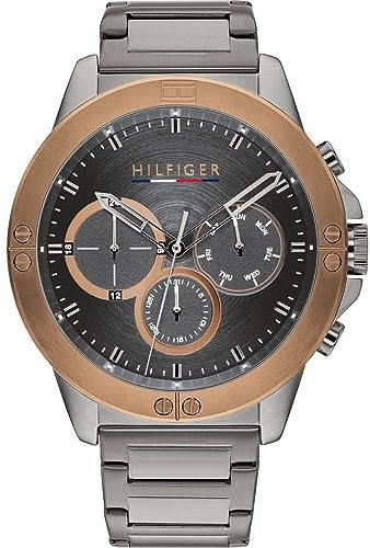 Tommy Hilfiger Multi Zifferblatt Quarz Uhr für Herren mit Graues Edelstahlarmband - 1791892
