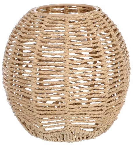Happyyami Lampadario in Rattan Imitazione Per Interni Paralume Vimini Elegante Per Soggiorno E Camera Da Letto 15Cm Di Diametro Design Moderno