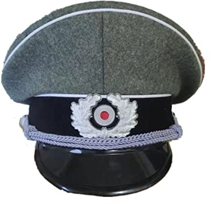Gorra de lana de oficial del ejército de la Fuerza Terrestre de élite alemana de la Segunda Guerra Mundial Sombrero militar gris de alto grado Insignia de metal Wehrmacht para Cosplay de Halloween