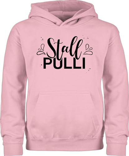 Kinder Hoodie Jungen Mädchen - Pferd Pferde - Stallpulli Lettering - 128 (7/8 Jahre) - Hellrosa - pferdepullover reiten pulli reithoodies pferdeliebhaber pullover reitpulli reiter pferdehoodies
