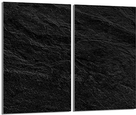 DarHaus Tabla de cortar decorativa de cristal templado y cubre vitro, Placa protectora de vitrocerámica 30 x 52 cm 2 piezas, para inducción, protección contra salpicaduras, decoración, PIZARRA