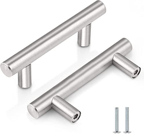 CCHONG 2 Pack Kitchen Cupboard Handles Stainless Steel Kitchen Door Handles Brushed Cabinet Handles Wardrobe Drawer (2 Pack Silver, Hole Centre 64mm)