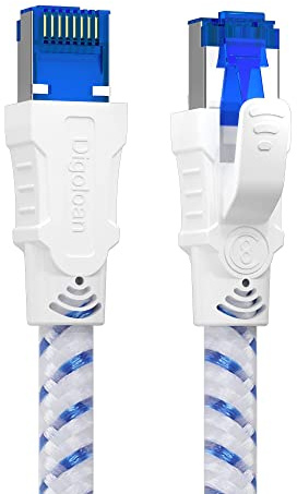 Ethernet Cable Cat 8,1m 2m 3m 5m 10m 15m 20m 30m Internet Lan Network Cable | Cat8 Gigabit 40Gbps S/FTP RJ45 Nylon Cable, for Ethernet Splitter, Router, PC, PS5, Xbox. Faster than Cat6/Cat7(2m)