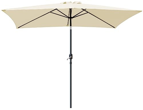Blümme 2x3M Aluminum Rectangular Parasol Patio Outdoor Sun Shade Umbrella Cream with Tilt Crank