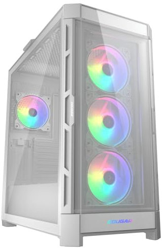 COUGAR DUOFACE PRO RGB Mid Tower PC Case con 2 distinti pannelli frontali Mesh e vetro e ventole RGB (Bianco)