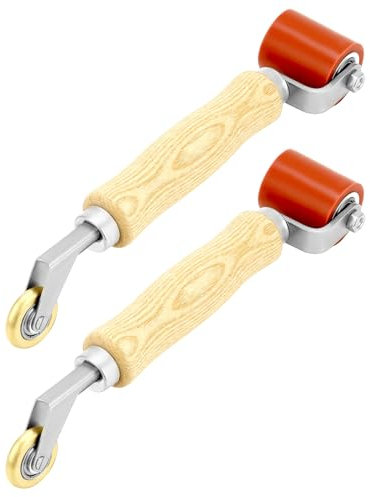 QWORK Nahtrolle, 40 mm Silikon-Nahtroller mit 6 mm Messingdetail-Pennyrolle, glättende Nahtroller für PVC/TPO/EPDM, einlagiges Dachband, 2 Stück