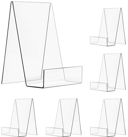 6 Pack Acrylic Book Stand, Clear Book Display Holder, Book Easel Stand for Display Tablets, Album, Postcard, Artworks, Magazines, Notebooks, Textbooks, CDs, etc (6 inch)