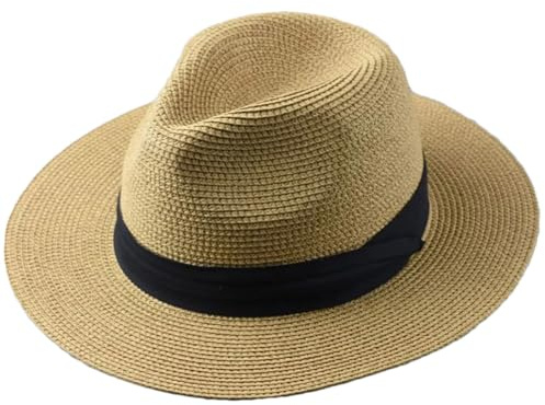 DBFBDTU Sombrero de paja para hombre, sombreros de Panamá para hombre, para pesca al aire libre, playa, sombrero superior plegable