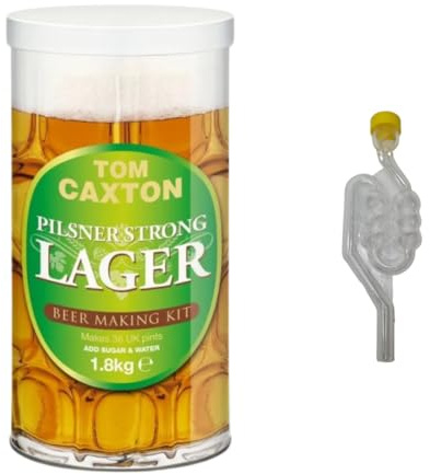 DIAH DO IT AT HOME Tom Caxton Pilsner Strong Lager 1.8kg Beer Making Kit with Airlock - Premium DIY Malt Extract Set Makes 36 UK Pints of Craft Lager - Homebrew Ingredients Beer Brewkit