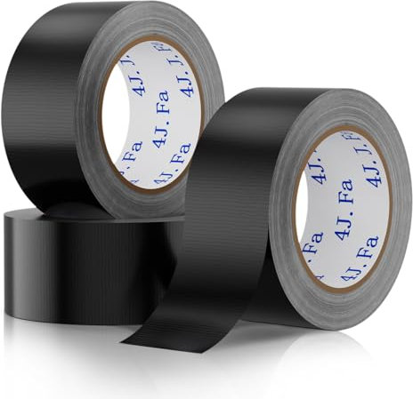 Estefanlo Panzertape Extra Stark,3 Rollen Duct Tape,50mm×30m Handreißbar Panzertape Schwarz,Wasserfestes Klebeband für Reparaturmarkierungen Gewebe Klebeband(Schwarz 3 Rollen)