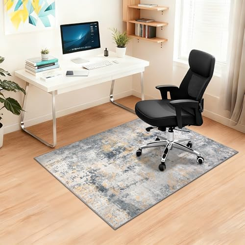 Capslpad Alfombrillas Antideslizantes para sillas de Suelo de Madera Dura, Abstracta, Alfombrilla Protectora para Silla de Escritorio, Alfombra de Escritorio para Suelos (Oro Gris, 90 x 120 cm)
