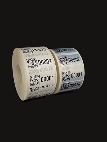 Inventaretiketten mit QR-Code – Universal Etiketten 30x15mm, selbstklebend, 4–7-stellig, 1000 Etiketten/Rolle – Inventar, Kabel- & Kleinteilekennzeichnung