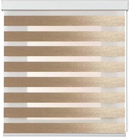 PARAMAISON Tenda a Rullo con Cassonetto per Interni Giorno e Notte, Struttura in Alluminio, Catenella, Tenda Doppia Posizione e Luminosità Variabile | 180x300 Tortora/Bianco