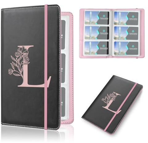 Kakurookie Letter Business Card Book Holder Organizer for Women Men, 240 Card Capacity, Portable Name Card and Credit Card Holder for Professionals (L)