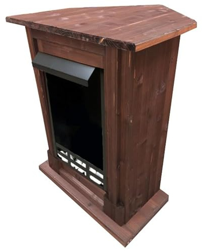 Kaminbau Mierzwa Chimenea decorativa esquinera modelo Madrid nogal apta para insertos de chimenea