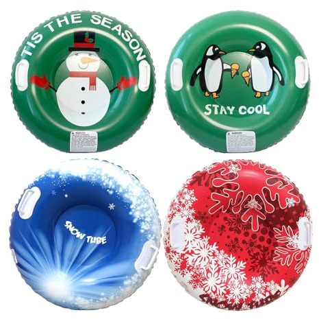 Aufblasbarer Schlitten, Snow Tube Schlitten, 31 Inch Schneerohr Mit Griffen, Dicker Schwerer Schlittens Für Kinder Erwachsene Winter Im Freien Schnee