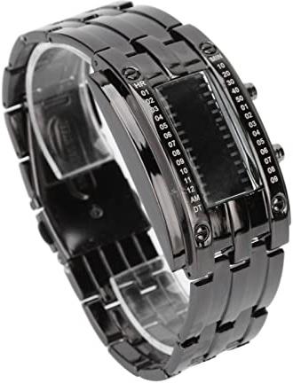 Dpofirs Montre LED à Structure d'arc Convexe Mode Horaire Binaire à la Mode Facile à Porter pour Montre électronique LED Durée de Vie de 30 M étanche pour Hommes Verre en Acier Inoxydable