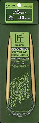 Clover 3016/24-10, Takumi Bamboo Circular 24 inch Knitting Needles, Size 10