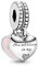PANDORA Mutter & Tochter Herzen Charm-Anhänger aus Sterlingsilber mit Cubic Zirkonia aus der PANDORA Moments Kollektion, 792072EN40