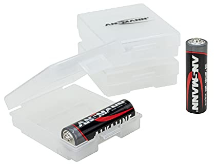 ANSMANN Batteriebox för AAA Micro & AA Mignon batterier och batterier – praktisk batterilåda för skydd och transport för 4 accus – batterilåda och batterilåda för förvaring – 3 stycken
