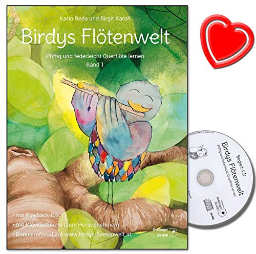 Birdys Flauto World: flauto traverso flauto creativo per bambini fino a 11 anni – con CD, biglietti di spartiti, clip a forma di cuore
