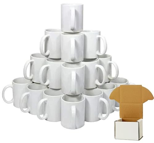 Ayn Al Madina White Sublimation Mugs 11 oz - Sublimation Cups Coated Cup Heat Press Printing Mugs with Free Smash Box (24)
